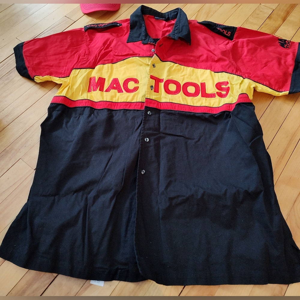 Mac Tools Men's Red, Yellow, and Black Casual Shirt